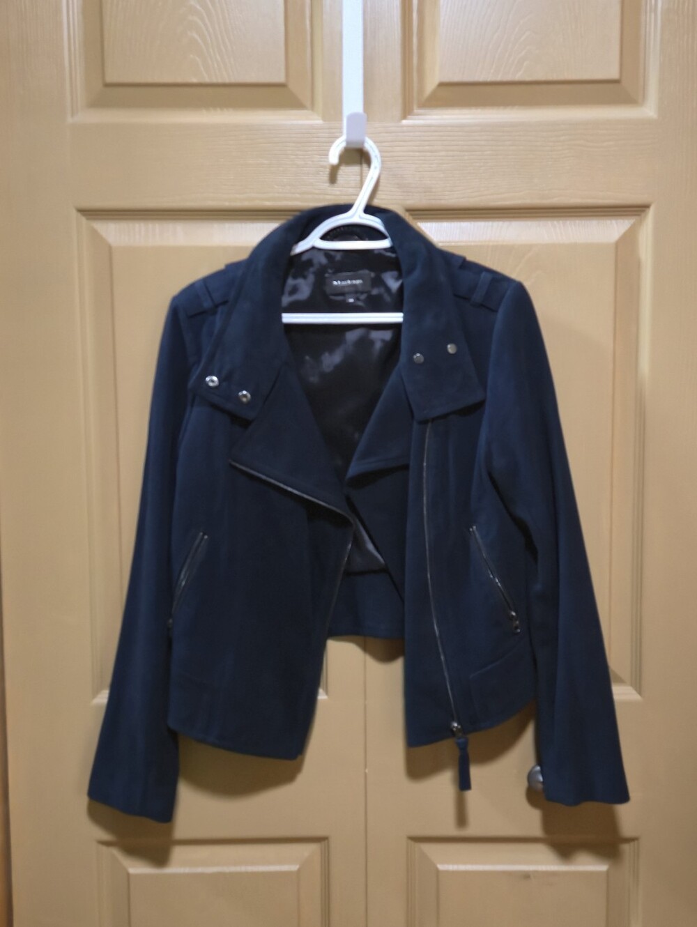 Mackage Deep Navy Suede Moto Jacket